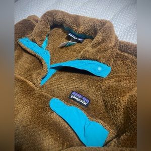 Patagonia Women’s Saddle Brown & Teal Trim Snap-T Pullover